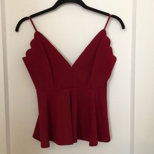 Small red tank top scalloped detailing